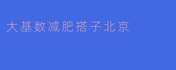 大基数减肥搭子北京