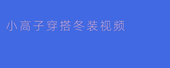 小高子穿搭冬装视频
