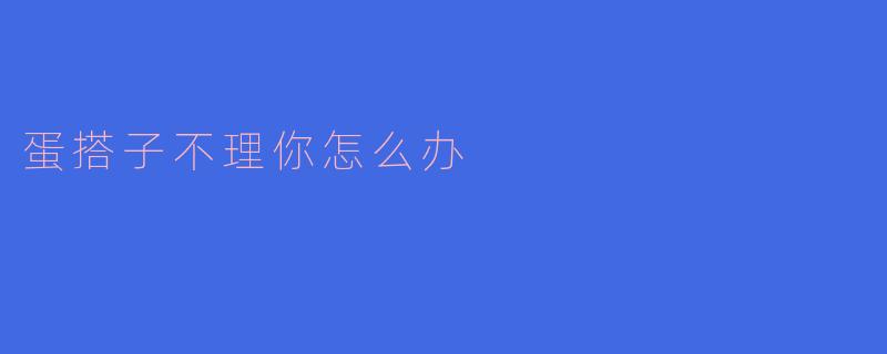 蛋搭子不理你怎么办