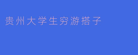 贵州大学生穷游搭子