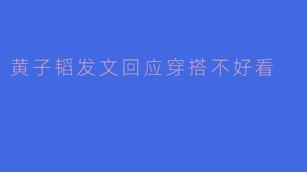 黄子韬发文回应穿搭不好看