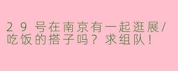 29号在南京有一起逛展/吃饭的搭子吗？求组队！