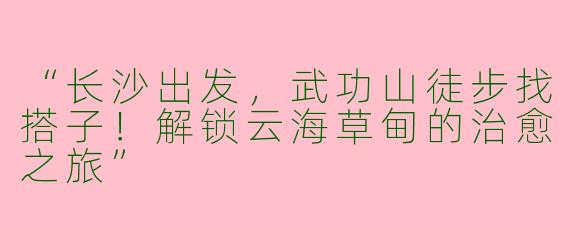 “长沙出发，武功山徒步找搭子！解锁云海草甸的治愈之旅”