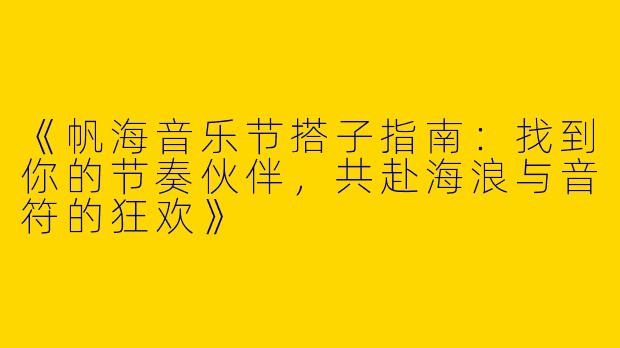 《帆海音乐节搭子指南：找到你的节奏伙伴，共赴海浪与音符的狂欢》