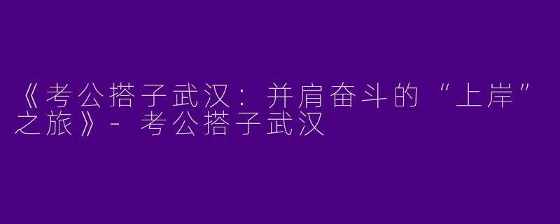 《考公搭子武汉：并肩奋斗的“上岸”之旅》-考公搭子武汉