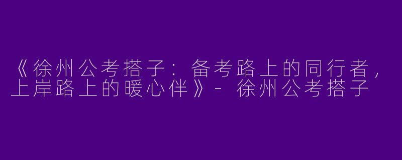 《徐州公考搭子：备考路上的同行者，上岸路上的暖心伴》-徐州公考搭子