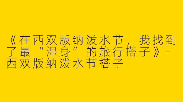 《在西双版纳泼水节，我找到了最“湿身”的旅行搭子》-西双版纳泼水节搭子