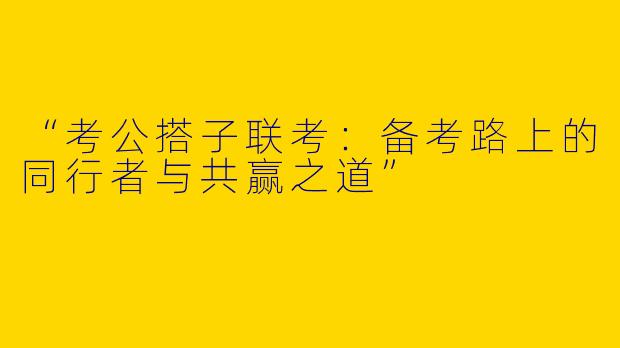 “考公搭子联考：备考路上的同行者与共赢之道”