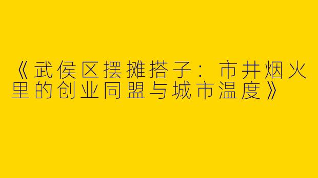 《武侯区摆摊搭子：市井烟火里的创业同盟与城市温度》