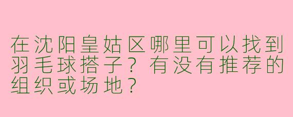 在沈阳皇姑区哪里可以找到羽毛球搭子？有没有推荐的组织或场地？