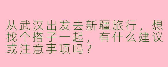从武汉出发去新疆旅行，想找个搭子一起，有什么建议或注意事项吗？