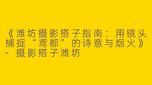 《潍坊摄影搭子指南：用镜头捕捉“鸢都”的诗意与烟火》-摄影搭子潍坊