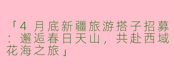 「4月底新疆旅游搭子招募：邂逅春日天山，共赴西域花海之旅」