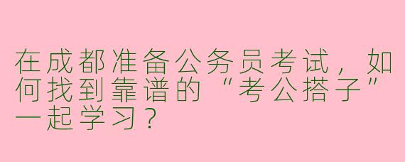 在成都准备公务员考试，如何找到靠谱的“考公搭子”一起学习？