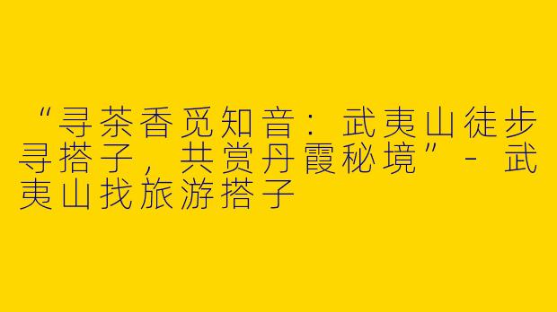 “寻茶香觅知音：武夷山徒步寻搭子，共赏丹霞秘境”-武夷山找旅游搭子