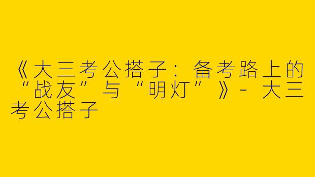 《大三考公搭子：备考路上的“战友”与“明灯”》-大三考公搭子
