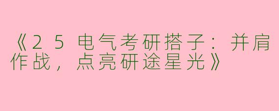 《25电气考研搭子：并肩作战，点亮研途星光》