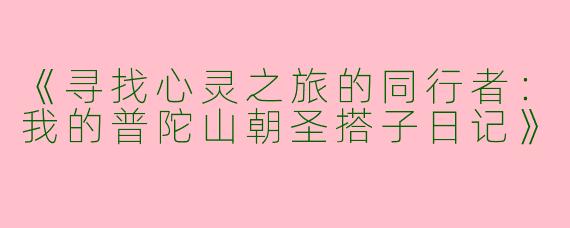 《寻找心灵之旅的同行者：我的普陀山朝圣搭子日记》