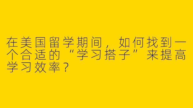 在美国留学期间，如何找到一个合适的“学习搭子”来提高学习效率？