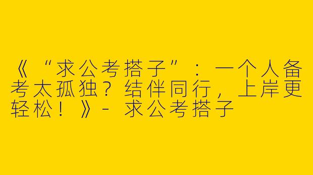《“求公考搭子”：一个人备考太孤独？结伴同行，上岸更轻松！》-求公考搭子