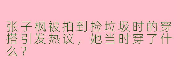 张子枫被拍到捡垃圾时的穿搭引发热议，她当时穿了什么？