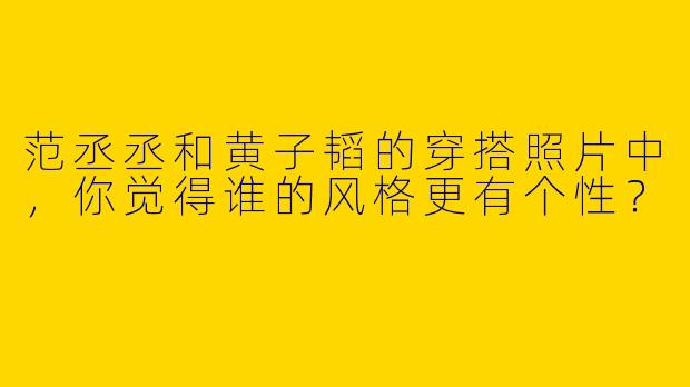 范丞丞和黄子韬的穿搭照片中，你觉得谁的风格更有个性？