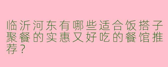 临沂河东有哪些适合饭搭子聚餐的实惠又好吃的餐馆推荐？