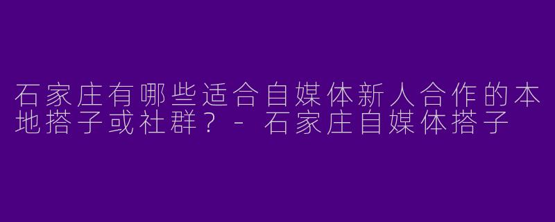 石家庄有哪些适合自媒体新人合作的本地搭子或社群？-石家庄自媒体搭子
