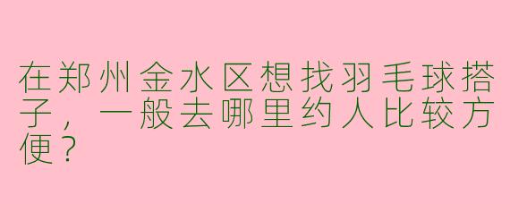 在郑州金水区想找羽毛球搭子，一般去哪里约人比较方便？