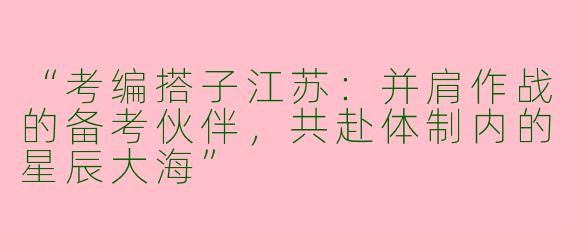 “考编搭子江苏：并肩作战的备考伙伴，共赴体制内的星辰大海”