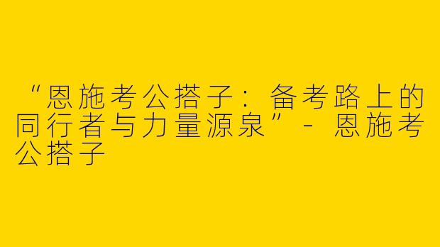 “恩施考公搭子：备考路上的同行者与力量源泉”-恩施考公搭子