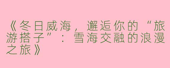 《冬日威海，邂逅你的“旅游搭子”：雪海交融的浪漫之旅》
