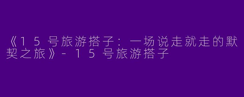 《15号旅游搭子：一场说走就走的默契之旅》-15号旅游搭子