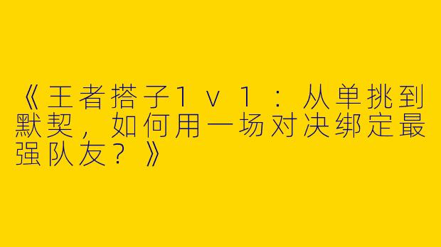 《王者搭子1v1：从单挑到默契，如何用一场对决绑定最强队友？》