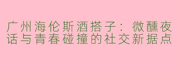 广州海伦斯酒搭子：微醺夜话与青春碰撞的社交新据点