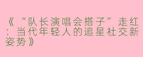 《“队长演唱会搭子”走红：当代年轻人的追星社交新姿势》