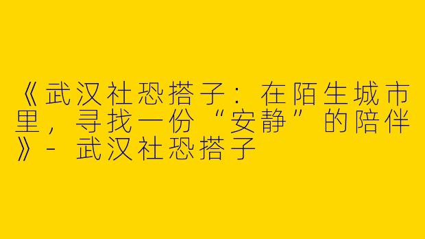 《武汉社恐搭子：在陌生城市里，寻找一份“安静”的陪伴》-武汉社恐搭子