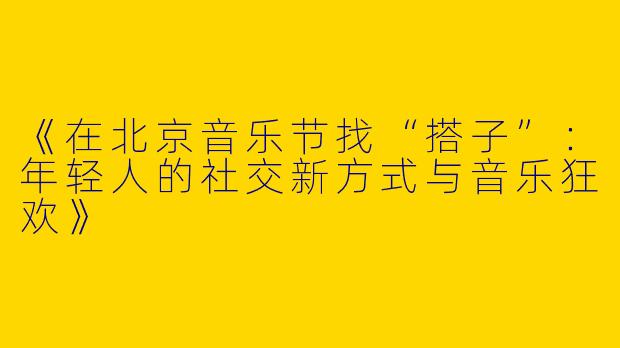 《在北京音乐节找“搭子”：年轻人的社交新方式与音乐狂欢》