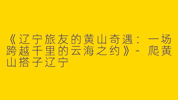 《辽宁旅友的黄山奇遇：一场跨越千里的云海之约》-爬黄山搭子辽宁