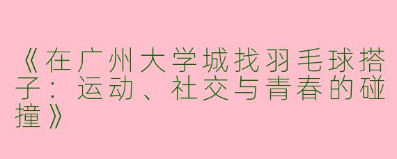 《在广州大学城找羽毛球搭子：运动、社交与青春的碰撞》