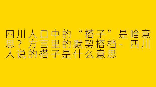 四川人口中的“搭子”是啥意思？方言里的默契搭档-四川人说的搭子是什么意思