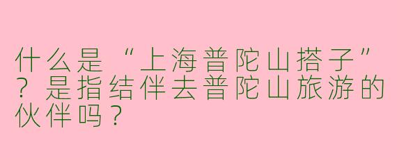 什么是“上海普陀山搭子”？是指结伴去普陀山旅游的伙伴吗？