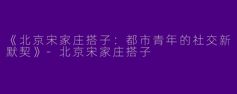 《北京宋家庄搭子：都市青年的社交新默契》-北京宋家庄搭子