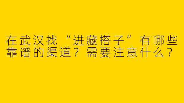 在武汉找“进藏搭子”有哪些靠谱的渠道？需要注意什么？