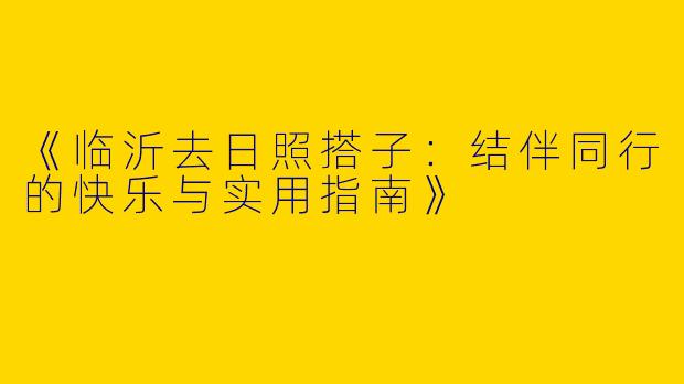 《临沂去日照搭子：结伴同行的快乐与实用指南》