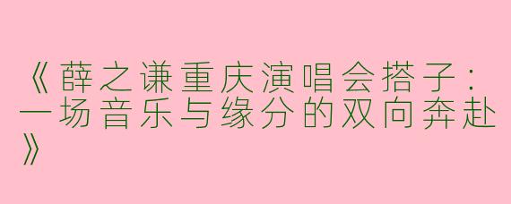 《薛之谦重庆演唱会搭子：一场音乐与缘分的双向奔赴》