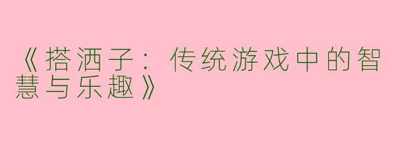 《搭洒子：传统游戏中的智慧与乐趣》