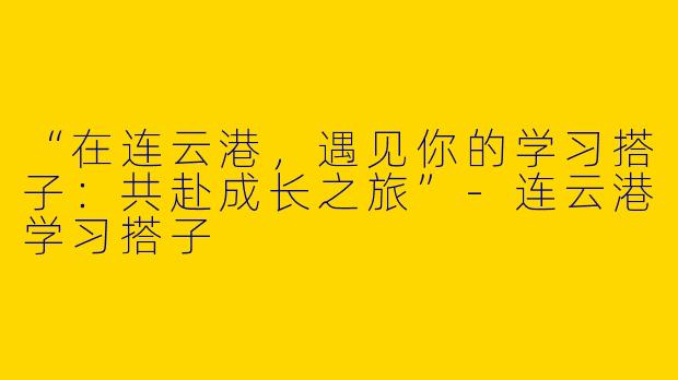 “在连云港，遇见你的学习搭子：共赴成长之旅”-连云港学习搭子