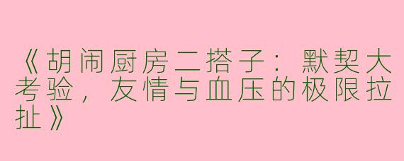 《胡闹厨房二搭子：默契大考验，友情与血压的极限拉扯》