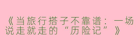 《当旅行搭子不靠谱：一场说走就走的“历险记”》